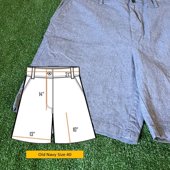 Old Navy Flat Front Ultimate Slim Built-in-flex Chambray Chino Short Size 40 - Picture 2 of 13